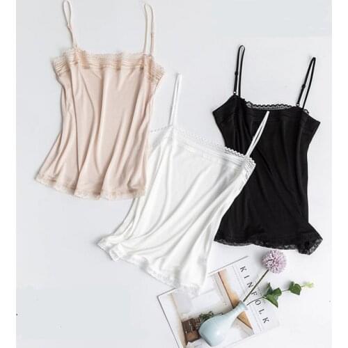 Womens 50% Silk 50% Viscose Lace Camisole Top Vest Shirt Adjustable Straps M L XL TG111