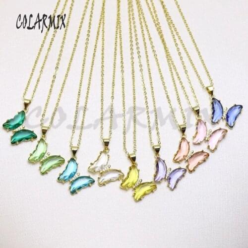 10 strands Fashion Butterfly necklace crystal necklace crystal jewelry for women link chain necklace 56043