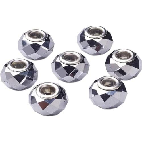 10Pcs Crystal Glass Large Hole European Murano Beads Spacer Beads Fit Pandora Bracelet Pendants Necklaces for Jewelry Making