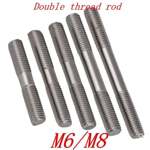 2pcs/lot M6 M8*30/35/40/45/50/60/70/80/90/100 Metric stainless steel double thread rod stud