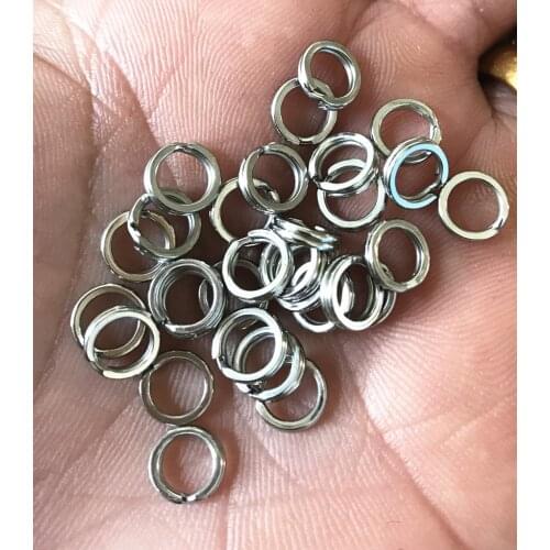 50pcs/lot Fishing Hard Lure Bait Connector Rings 304 Stainless Steel Squashed Dual Ring Round Double Layer fishing A 5mm 6mm 7mm