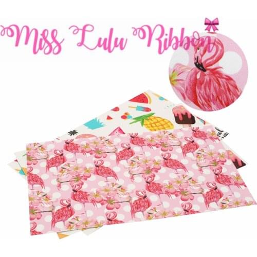 8x13inch (20x34cm) Pink Flamingo Summer Fruits Digital Print Vinyl Ribbon Freedom Cut Piece 60pcs/pack DIY Bowknots Custom