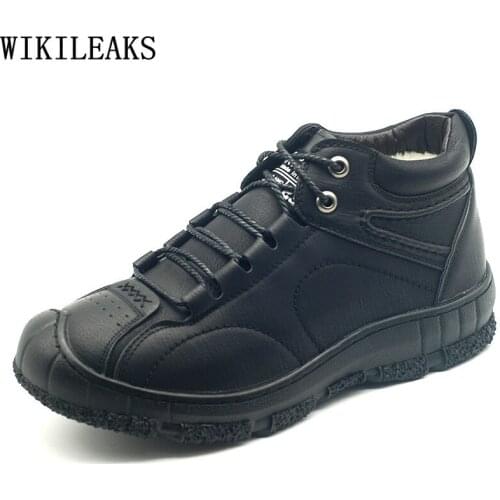 Black Snow Boots for Men Male Leather Casual Shoes Man Outdoor Shoes Man Brown Winter Boots Men Ankle Boots 2021 Zapatos Hombre