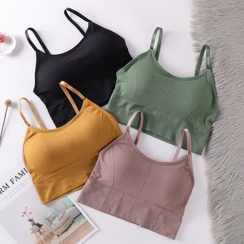 Bralette Womens 2021 Ribbed Pit Striped Sports Bra Chest Gathering Beautiful Back Adjustable Shoulder Strap Tube Crop Top