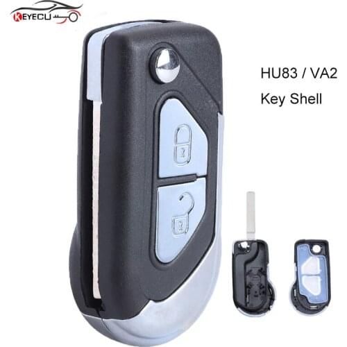 Keyecu Folding Flip Key Remote Key Shell Case 2 Button for Citroen C3 DS3 VA2/ HU83