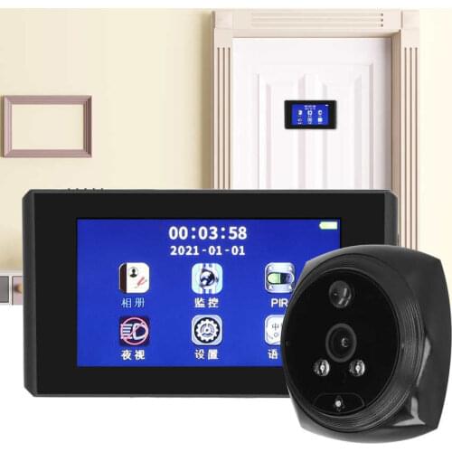 Home Security 1080P Digital Door Viewer Night Motion Detection Video Camera Electronic Doorbell with 4.3in Indoor Display