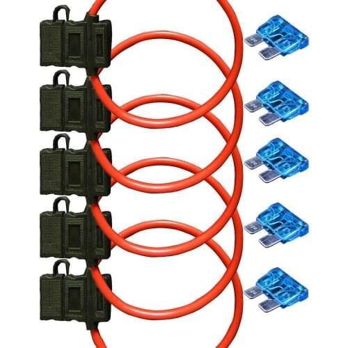 EE support 5Pcs 10 Gauge ATC Fuse Holder W/ FUSE IN-LINE AWG Wire Copper 12V Blade Universal Car Accessories XY01