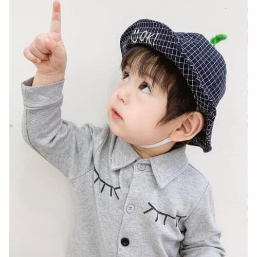 Childrens visor autumn and winter boy and girl baby hat cute green buds Teddy velvet cap childrens plush warm fisherman hat