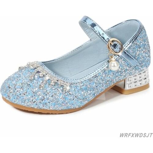 Disney childrens high heel princess party Bowknot shoes summer new girls sandals baby childrens shoes little girl crystal shoe