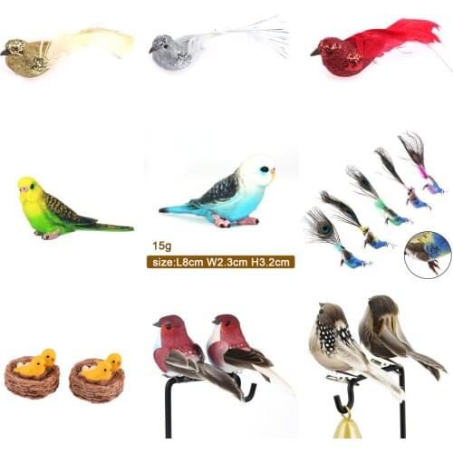 Simulation Parrot Figurines Miniatures Lovely Birds Fairy Garden Home Garden Lawn Resin Crafts Decorations