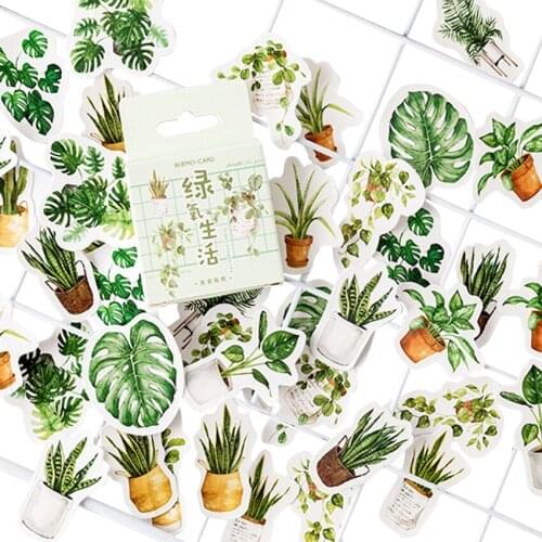 45pcs/pack Kawaii Green Plant Life Stationery Decorative Mini Sticker DIY Album Decoration Stickers Scrapbooking Office Supply