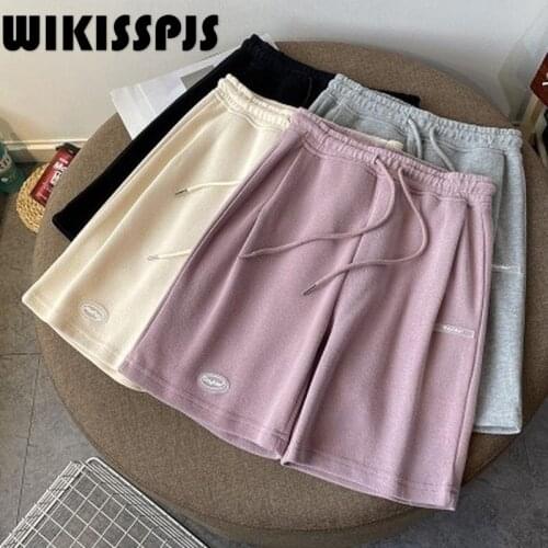 2021 Summer Elastic Waist Black Pant Capris Casual Sports Shorts Loose Home Pajamas Womans Lounge Wear Soft Lounge Shorts Women