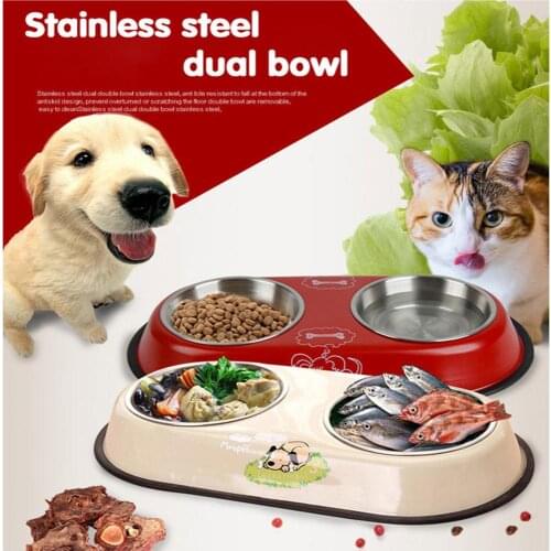 Stainless Steel Double Pet Bowls Food Water Feeder for Dog Puppy Cats Pets Supplies Feeding Dishes