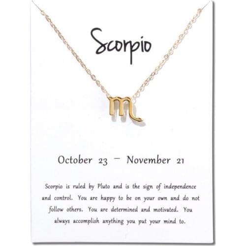 Fashion Scorpio 12 Constellations Necklace Pendant Aries Pisces Virgo Libra Capricorn Birthday Gift With White Card Necklaces