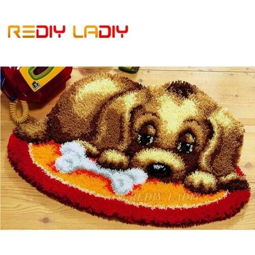 Latch Hook Kits Make Your Own Rug Puppy & Bone Tapestry Crochet Cushion Mat DIY Carpet Rug Set Pre-Printed Canvas Hobby & Crafts