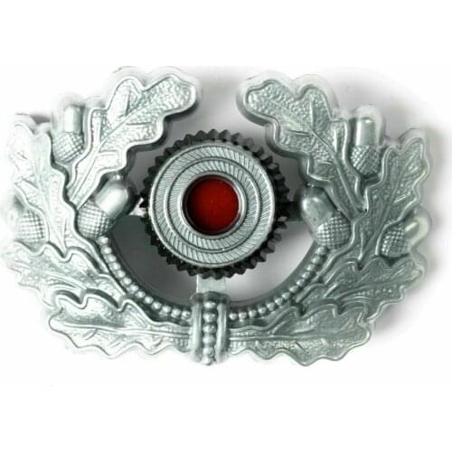 WWII GERMAN VISOR CAP BADGE SILVER ARMY PANZER UNIFORM WREATH COCKADE SET armyshop2008
