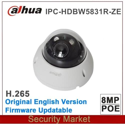 Original dahua 8MP dome IPC-HDBW5831R-ZE POE IR WDR Dome Network Camera IP67 IK10 2.7mm ~12mm lens