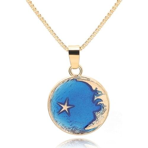 5 Colorful cartoon ocean starfish Crescent half moon geometry round astronaut space universe sun stars sky necklace jewelry