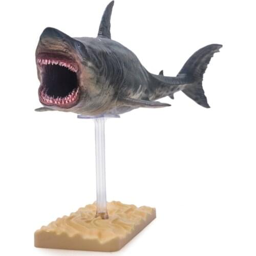 PNSO 1:35 Megalodon Model Prehistoric Ocean Animal Figure With Base Adult Kids Collection Lamnidae Shark Toys Gift Home Decor