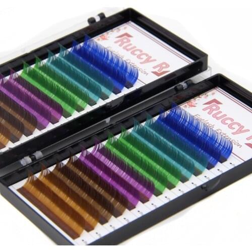 Colored Eyelash Extension Make Up High Quality Soft Natural Synthetic Mink Rainbow Eyelashes Cilios 6 Colors Mix