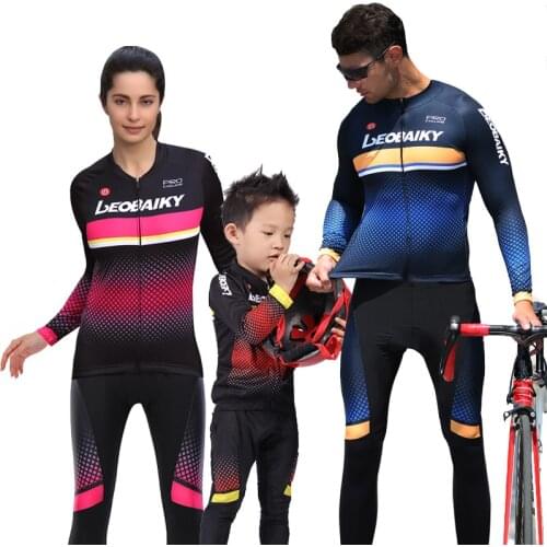 Family 2020 Team Pro Cycling Set Men Long Sleeve Mtb Wear Road Bike Clothes Women Bicycle Jersey Children Cycling Clothing Kids