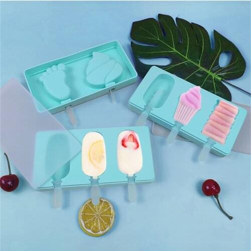 Silicone Ice Cream Mold Reusable Popsicle Molds DIY Homemade Snowman Cute Popsicle Ice Pop Maker Mould With Lid