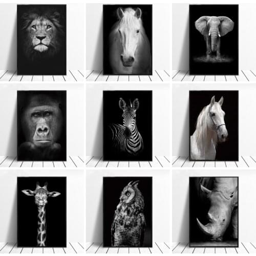 Modern Art Wild Animals Poster Canvas Painting Lion Elephant Zebra Posters and Prints Nordic Pictures for Living Room Decoration
