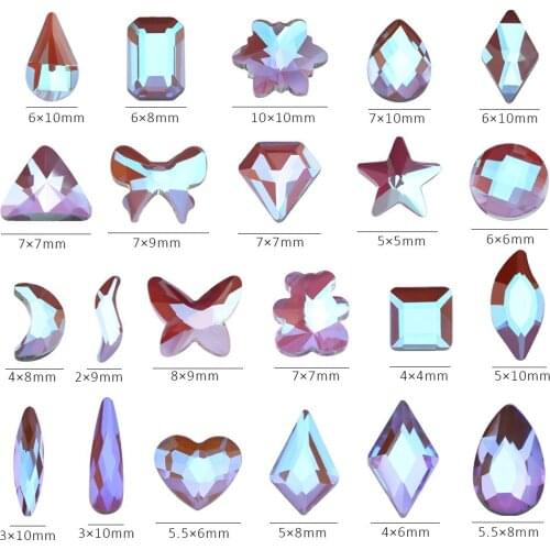 50PCS Multi Size AB/Colorful Hotfix Rhinestones Flatback Crystal Diamond Gems 3D Glitter Nail Art Luxurious Decorations Supplies