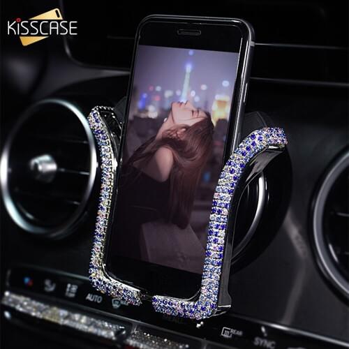 Universal Car Phone Holder with Bing Crystal Rhinestone Car Air Vent Mount Clip Cell Phone Holder for iPhone Samsung Car Holder