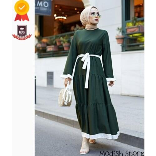 2021 Belted Detailed Robe For Women Dubai Abaya Ramadan Turkey Kaftan Women Clothing Maxi Dress Caftan Moroccan European Clothin