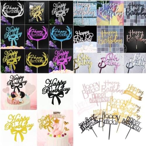 1pc Happy Birthday Cake Topper Acrylic Letter Cake Toppers Party Supplies Happy Birthday Black Cake Decorations Boy 33 Designs