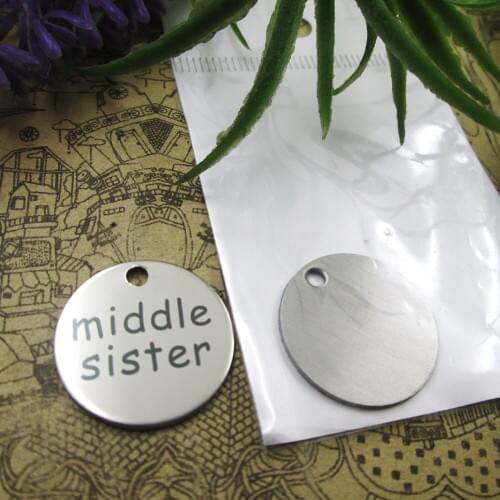 20pcs--"middle sister"stainless steel charms 5 styles for choosing DIY Charms for necklace bracelets