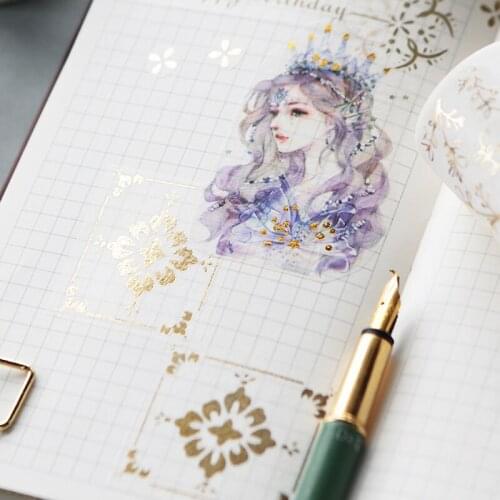 1X Masking Gold Foil Foiled Diy Craft Glitter Crane Paper Sticky Adhesive Chinease Pattern Washi Tape Stationery School Supplies