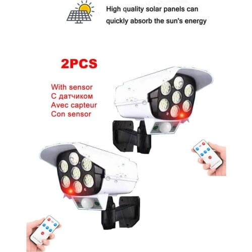 2pcs remote Solar motion sensor lamp Smart Indoor/Outdoor Dummy Surveillance Camera Home Dome Waterproof Fake Security Camera Fl