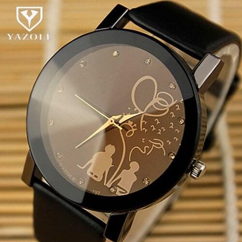 2020 Fashion YAZOLE Men Women Watches Lovers Watch Unisex Fashion Crystal Quartz Watch Leather Band Boy Girl Cheap Watch