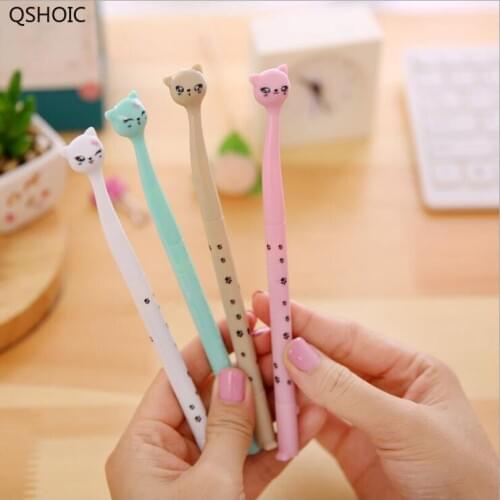 60pcs/lot Cute Cartoon Cat Gel Pen Kawaii Stationery Pens Canetas Material Escolar Office School Supplies Papelaria G001
