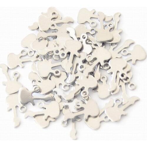 DIY Jewelry Accessories Tag Stainless Steel 8x12mm Small Guitar Charm Music Pendant Wholesale 100pcs