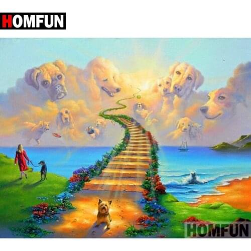 HOMFUN 5D DIY Diamond Painting Full Square/Round Drill "Road dog" 3D Embroidery Cross Stitch gift Home Decor A02419