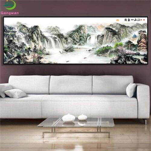 Diamond Embroidery Abstract art, Chinese natural landscape Diamond Painting Full Square round drill Mosaic Cross Stitch Wall Art