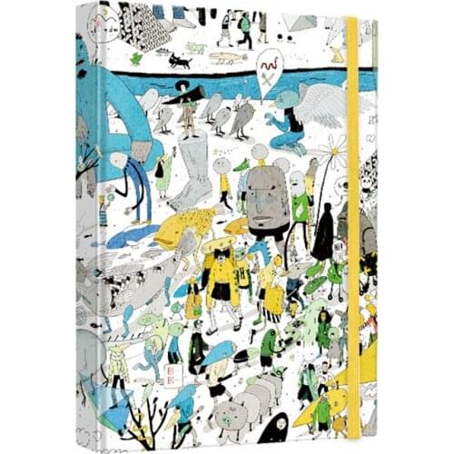 A5 Hand-painted pattern Hard shell Bandage Notepad Agenda Grid pages Notebook Thickened Diary Stationery Journal 256 pages