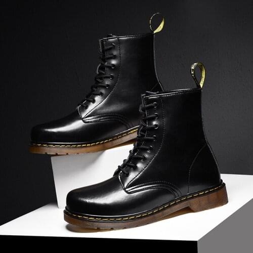 High-end boutique mens and womens shoes Martin boots leather snow boots increased 6CM lovers plus cashmere shoes