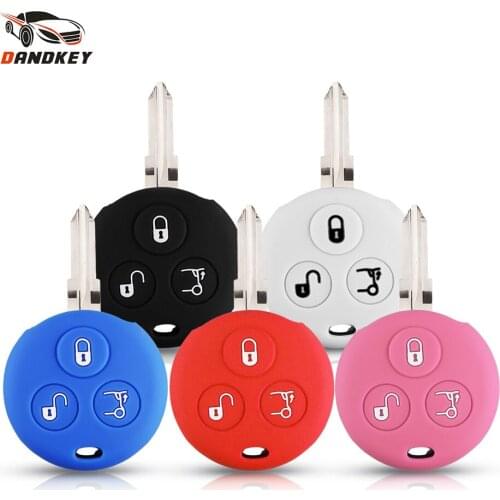 Dandkey 10pcs Silicone Remote Car Key Cover Case For Benz Smart City Fortwo Roadster 3 Button key Holder
