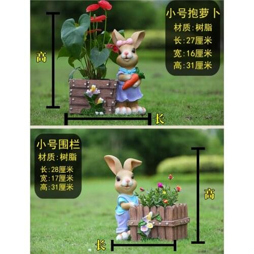 Rustic artificial animal sculpture resin rabbits craft outdoor decoration 4pcs/lot garden decor home Ornaments