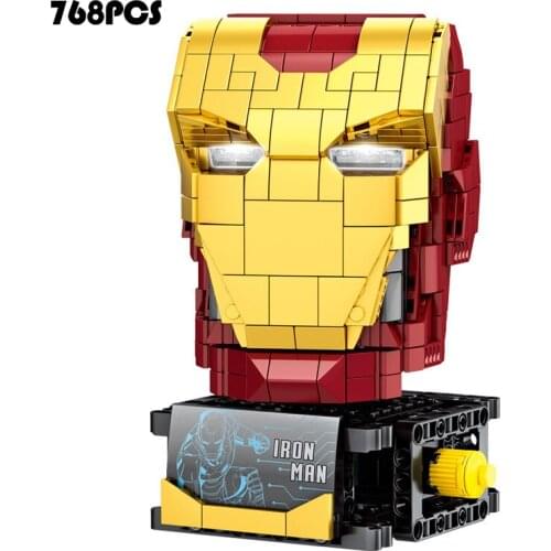 Disney Avengers Iron Man Helmet Building Block Toys Childrens Boys Birthday Gifts Can Educational Toys