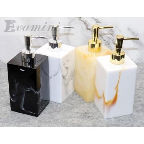 500ml Marble Texture Resin Soap Dispenser For Bath Imitation Jade Gold Silver Pressing Essence Lotion bottle for Bathrom
