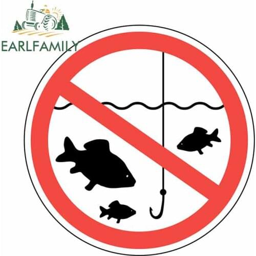 EARLFAMILY 13cm x 12.9cm for Sign Time of Spawning Fishing Is Prohibited Fish Fine Decal Fashion Anime Waterproof Car Sticker