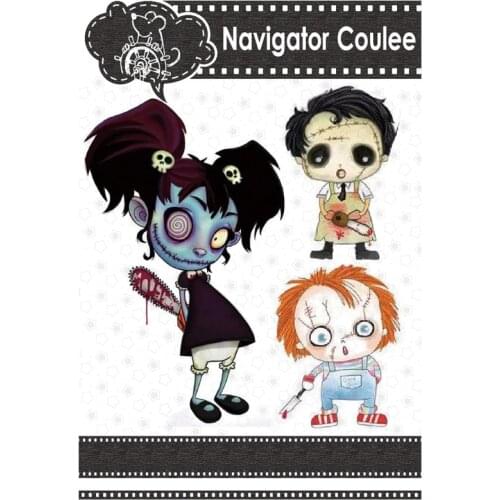Halloween chainsaw girl metal cutting mold and stamp scrapbook decoration DIY crafts layered drawing photo album embossed card