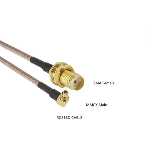 1Pcs 7CM RG316D Pigtail Cable RF SMA Female to MMCX Male Right Angle MMCX Plug to SMA Jack Connector Cable Assembly