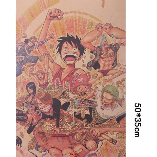 Classic Anime One Piece Character Collection Poster Vintage Kraft Paper Poster Home Decor Painting Wall Sticker 50X35cm