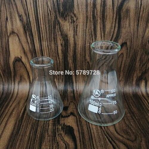 1pc 50/100ml Laboratory Chemical Equipment,Erlenmeyer Borosilicate Glass Flask Wide Neck Flask Conical Triangular Flask